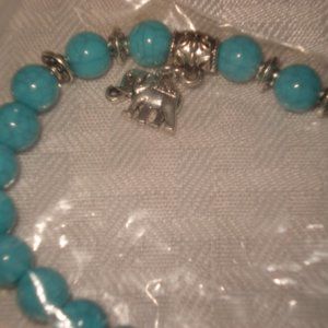 4 for 25..NWT Tourqouse bead bracelet w/elephant